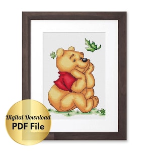 Cross Stitch Pattern - Winnie The Pooh - Simple, Easy, Beginner Counted Cross Stitch Design/Instant Download/Digital Download/PDF File