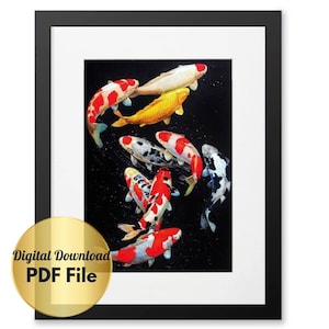 Cross Stitch Pattern - 10 Lucky Koi -Instant Download / Digital File/ PDF file /Lucky Fish / Koi Fish / Japanese KOI/Counted Cross Stitch