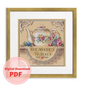 Cross Stitch Pattern - Treasured Friend Vintage Counted Cross Stitch Design-Digital File/Instant Download/PDF File