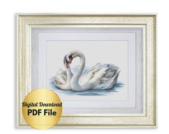 Cross Stitch Pattern - Swans - Counted Cross Stitch/Instant Download/Digital File/PDF File