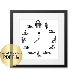 Erotic Clock Design  - Counted Cross Stitch / Funny / Gift Idea for Couple / Cross Stitch