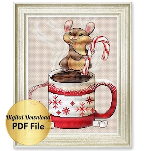 Cross Stitch Pattern - Happy Mouse -Simple, Easy, Beginner Counted Cross Stitch Design/Instant Download/Digital Download/PDF File