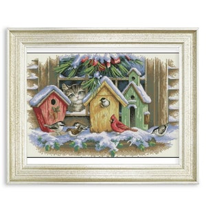 Watching The Birdhouses -Counted Cross Stitch/Digital File/Instant Download/PDF File