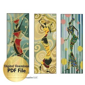 Cross Stitch Pattern - 3 African Women / Tribal Design -3 Patterns In 1 - Counted Cross Stitch/Digital File/Instant Download/PDF File