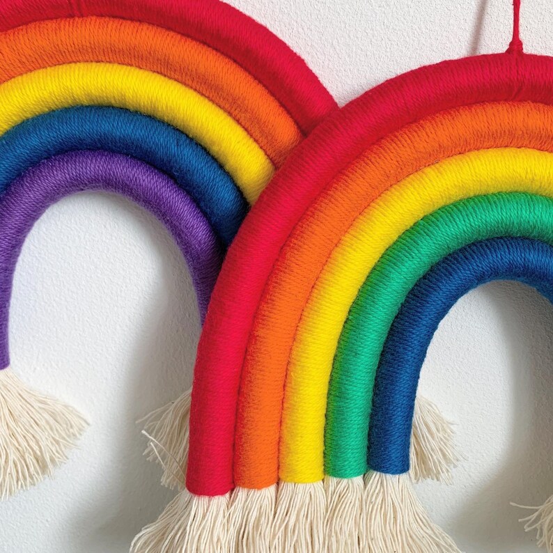 Custom classic bright rainbow nursery decor wall hanging Etsy