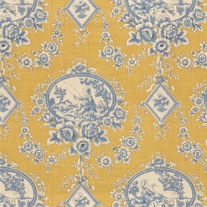 Brunschwig & Fils 'En Plein Air' (In the Open Air) Cotton Hand Print Yellow/Blue
