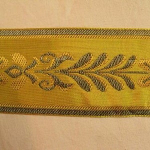 Ruban de bordure large de style classique, 5 m, Lyon France, passementerie jaune-vert pêche