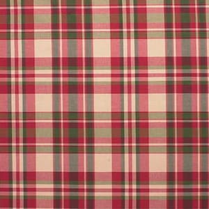 Lee Jofa Brugess Plaid Peony Linen Cotton Red Green Off-White Upholstery Fabric