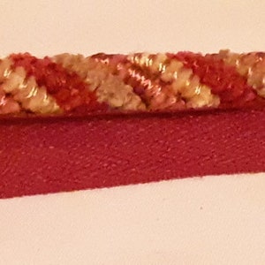 Kravet 3/8&quot; Chenille Cord with Lip Red/Pink/Gold/Taupe Trim Passementerie