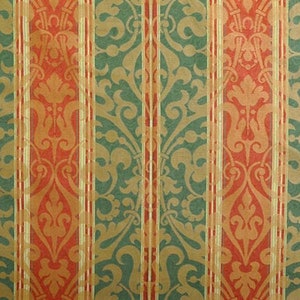 Lee Jofa Antico Moire Damask Italian Cotton Viscose Red Green Upholstery Drapery Fabric