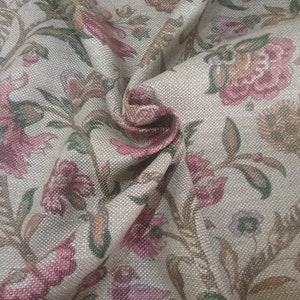 Mulberry Home Cambridge Print Wine Linen Upholstery Drapery Fabric