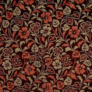 Kravet Rubino Velvet Cabernet Brown Orange Green Contemporary Floral Upholstery Drapery Fabric
