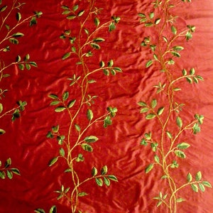 Lee Jofa Jargonelle Silk Embroidery Russet Red Foliage Upholstery Drapery Fabric