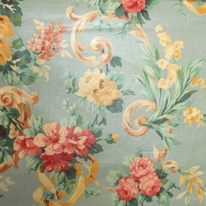 Lee Jofa Rococó Bouquet Lake Tapicería de algodón Drapery Fabric