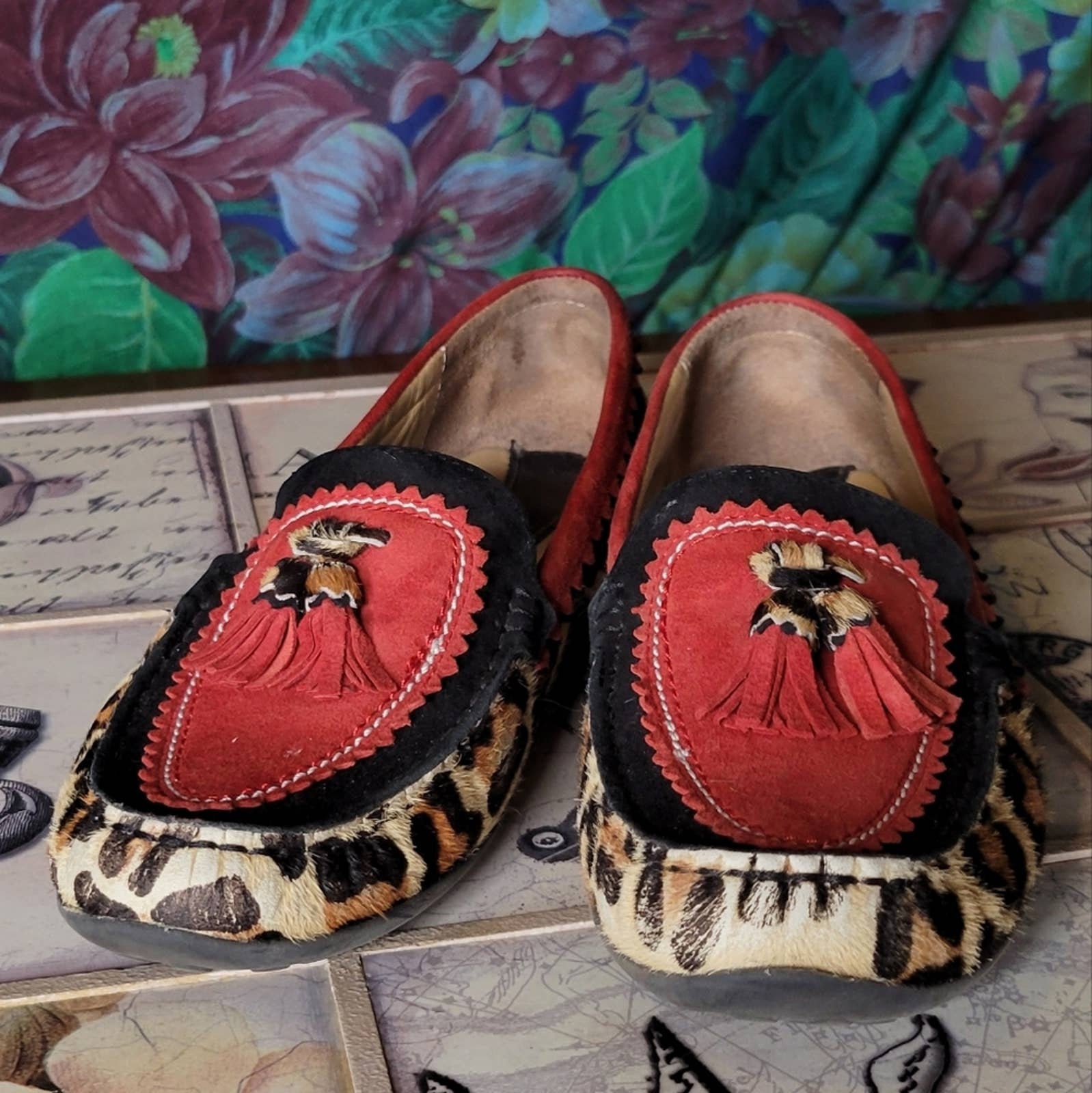 Leopard Print Slip On Shoes Vaneli Vintage Calf Fur Schoenen damesschoenen Instappers Loafers 
