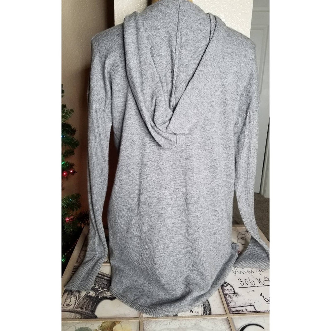 Cyrus Grey Hooded Long Sleeve Sweater | Etsy