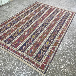 Caucasian Soumak Rug, 6.49x9.71 feet, Antique Soumak Rug, Turkish Kilim Rug, Caucasian Rug, Ethnic Rug