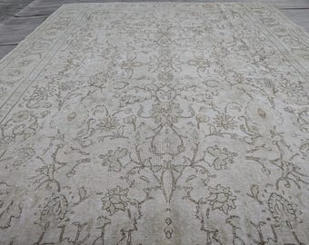 9x12 Handknotted Wool Oushak Rug, Large Vintage Persian Carpet