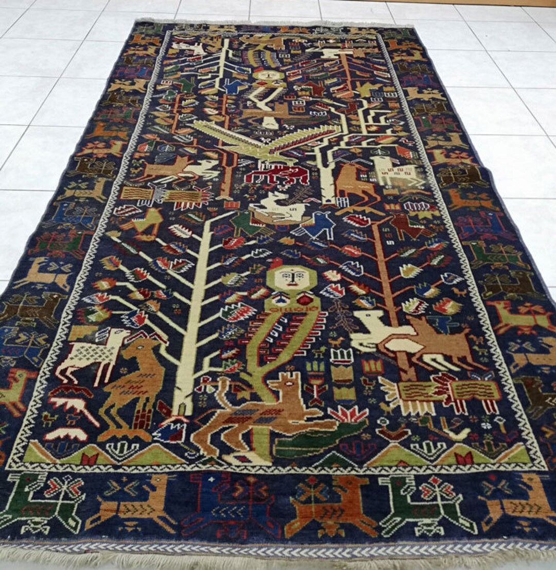 Baluch Carpet, 4,00 X 6,73 Feet Area Rug, Hand Knotted Area Baluch Carpet, 4,00 X 6,73 Feet Area Rug, Hand Knotted Area