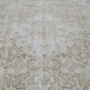 9x12 Faded Oushak Rug, 9.4x12.5 feet, 9x12 Vintage Heriz Rug, Turkish Area Rug, Vintage Hand Knotted 9x12 Rug