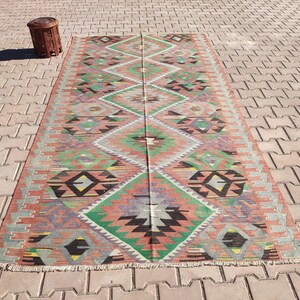 Kilim Rug Vintage Remnant, 5.02x9.45 feet, Hand knotted Kilim Rug
