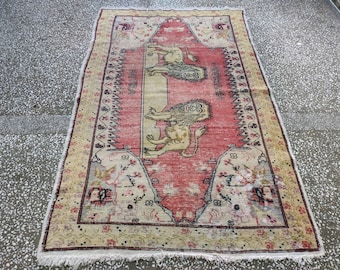 Hand Knotted Turkish Area Rug: Vintage Anatolian Carpet (4.59 x 7.45 ft)