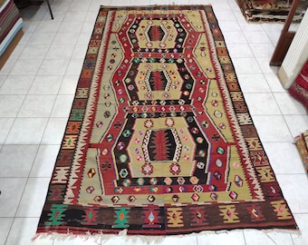 Handmade Vintage Turkish Kilim Rug (6.17 x 11.81 ft)