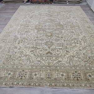 10x12 Neutral Vintage Rug, Muted Area Rug, Faded Turkish Rug, Turkish Area Rug, Oversize Rug, Handknotted Rug, 9.5x12.4 feet - 292x380 cm,