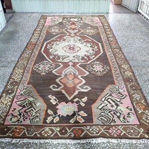 Karabakh Kilim rug, carpet, 6,27 X 12,66 ft, Vintage Floral Karabakh rug, Rose Design, Large Kilim Rug