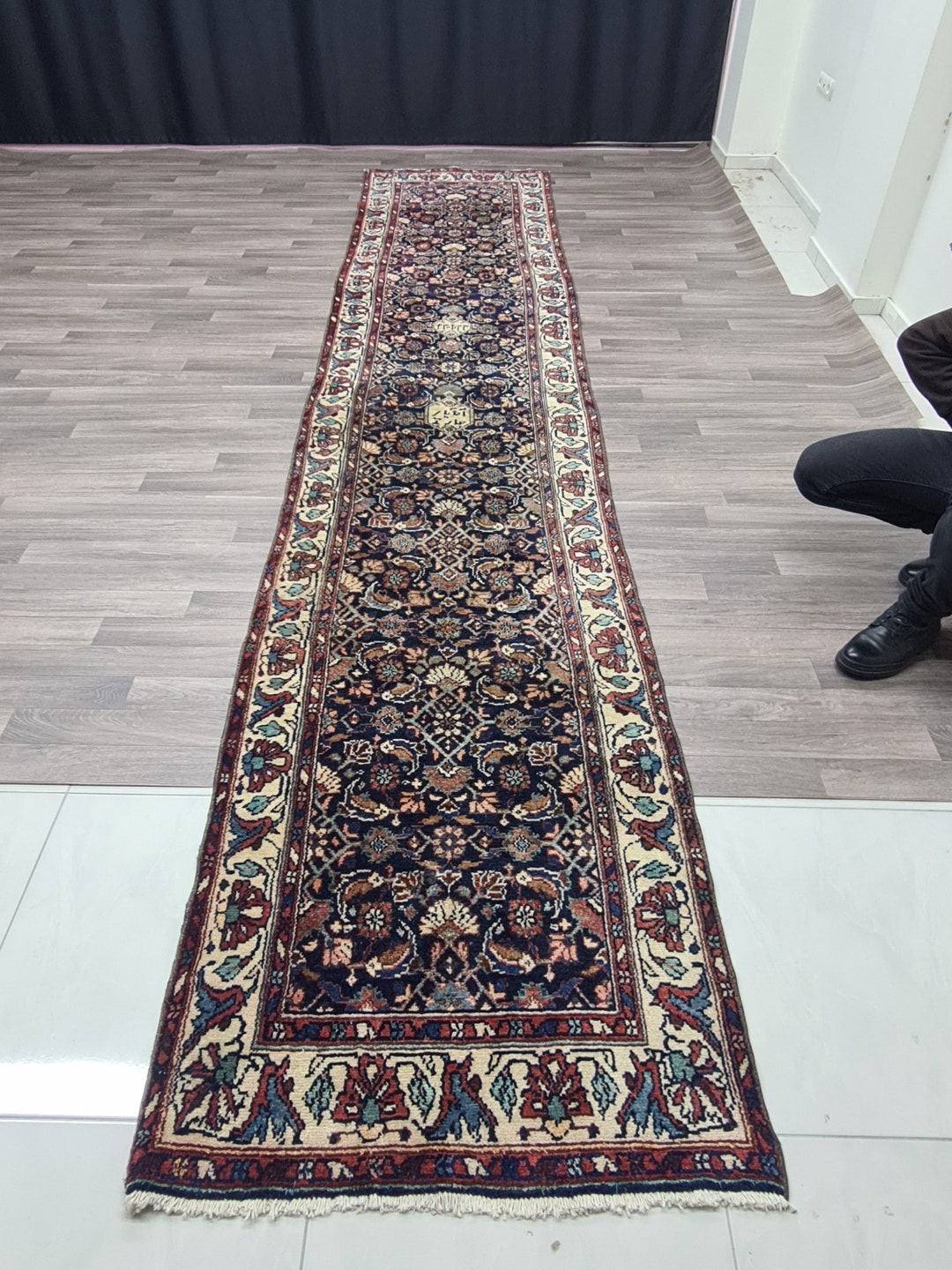 3x15 Antique Persian Runner Rug: Hand Knotted Wool Rug for Hallway ...