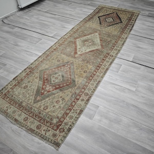 Antique 3x10 Turkish Runner Rug, 3.5x10.4 feet, Hallway Runner Rug, Vintage Wool Runner Rug, Kitchen Runner Rug, 3x10 Runner Rug