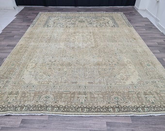 9x12 Vintage Persian Rug: Hand-Knotted Turkish Wool