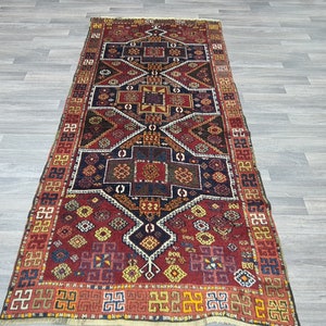 4x8 Handwoven Vintage Runner Rug, Antique Runner Rug, Hallway Runner Rug, Kitchen Runner Rug, 3.7x7.8 feet,