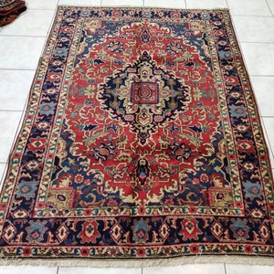 Caucasian CARPET, 4,27 X 5,91 feet, Rustic Boho Rug | Wool Rug | Antique Caucasian Rug | Handknotted Rug