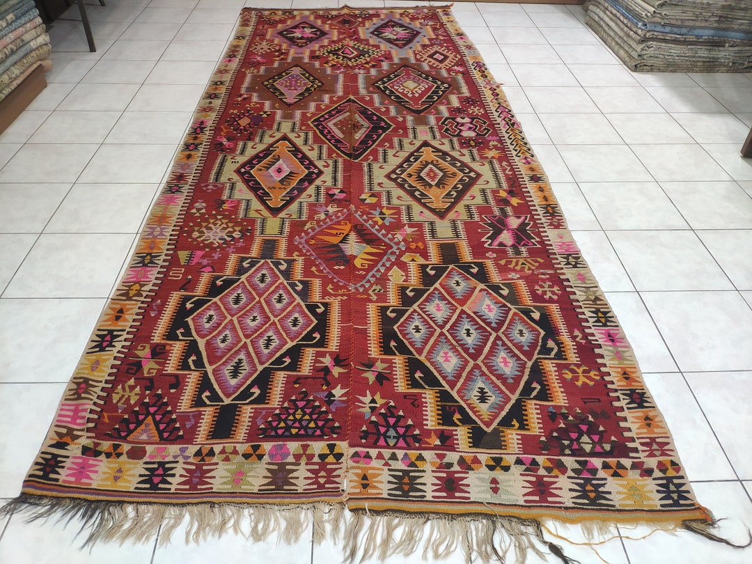Adana Kilim Rug, 5,05 X 12,30 Feet, Turkish Rug, Kilim Rug, Kelim Teppich, Nomadic Kilim, Carpet