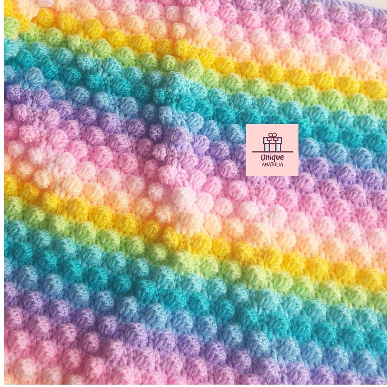 Hand Knitted Baby Blanket Rainbow Baby Blanket Rainbow Etsy