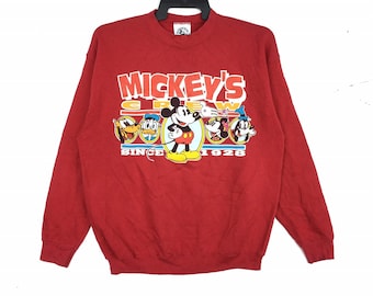 Vintage Mickey Mouse Mickey's Crew Since 1928 By Mickey & Co Sweatshirt Red colour L size
