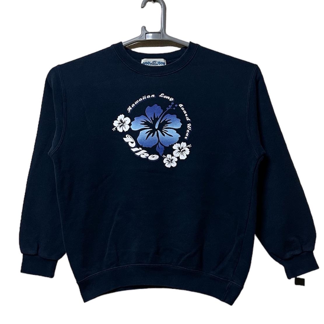 Vintage PIKO Hibiscus Flowers Hawaii Surf Big Logo Pullover