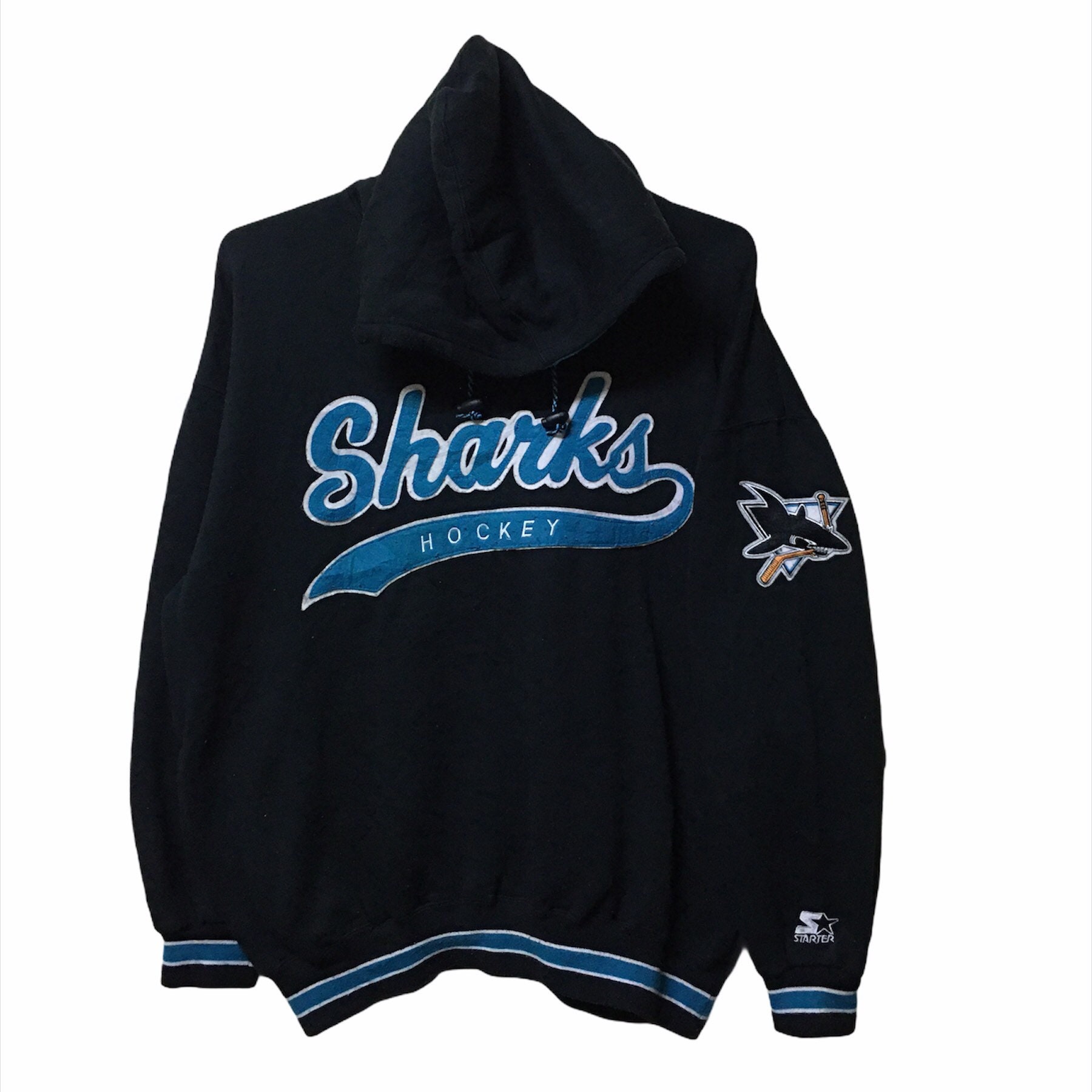Vintage 90s San Jose Sharks Starters NHL Hockey Pullover Hoodie XL