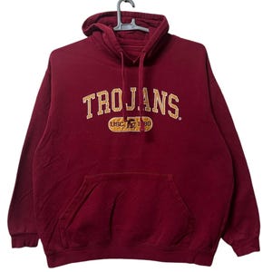 vintage USC University of South California Trojans  hoodie big logo  Pullover Sweatshirt XL size Red colour