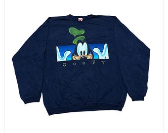 Vintage Disney GOOFY big logo Sweatshirt XL size blue colour