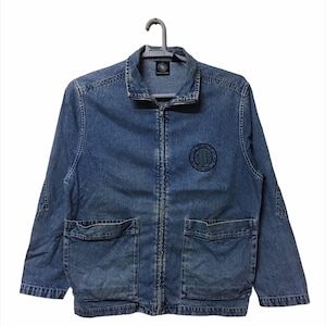 Vintage Donna Karan New York DKNY Jeans Chore jacket embroidered logo Zipper denim jacket L Size