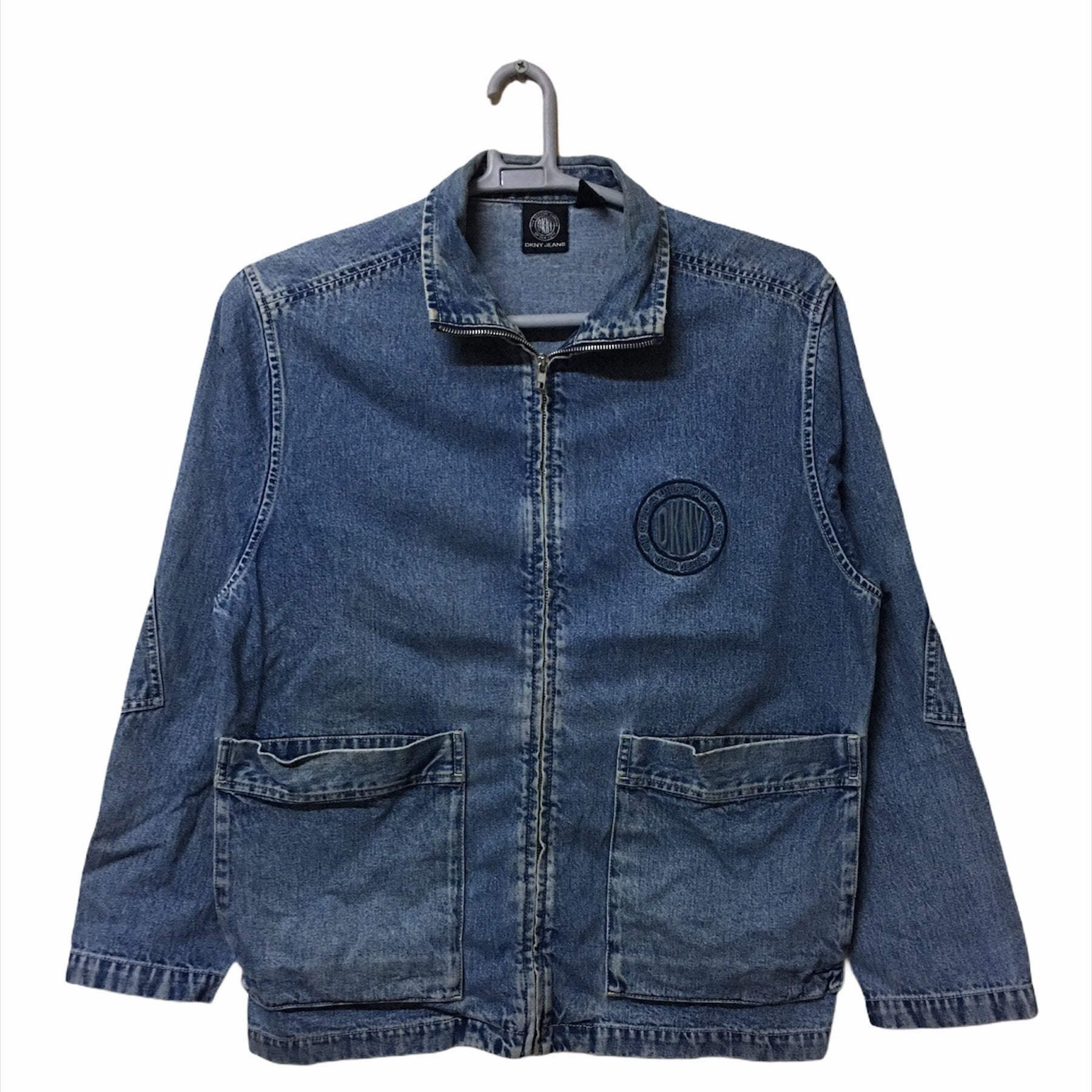 Vintage Donna Karan New York DKNY Jeans Chore Jacket Embroidered
