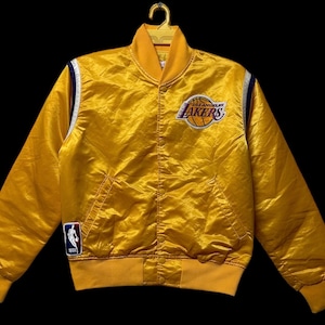 Vintage 70s LA Los Angeles Lakers NBA basketball Stater satin coach varsity jackets yellows colour medium size