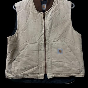 Vintage CARHARTT dark canvas Small Logo sleeveless zipper jacket XL Size