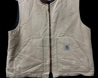Vintage CARHARTT dark canvas Small Logo sleeveless zipper jacket XL Size