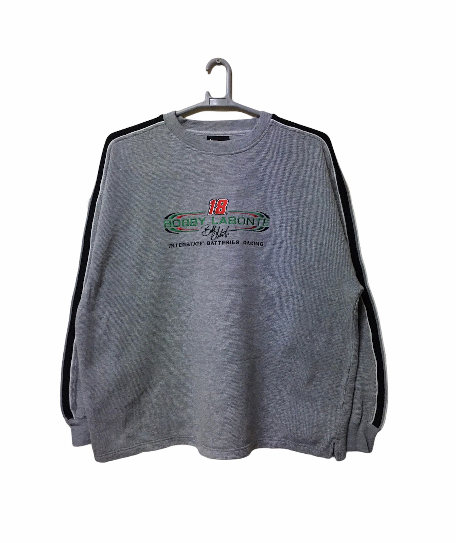 Vintage Bobby Labonte 18 Interstate Batteries Racing NASCAR pullover Sweatshirt XL size