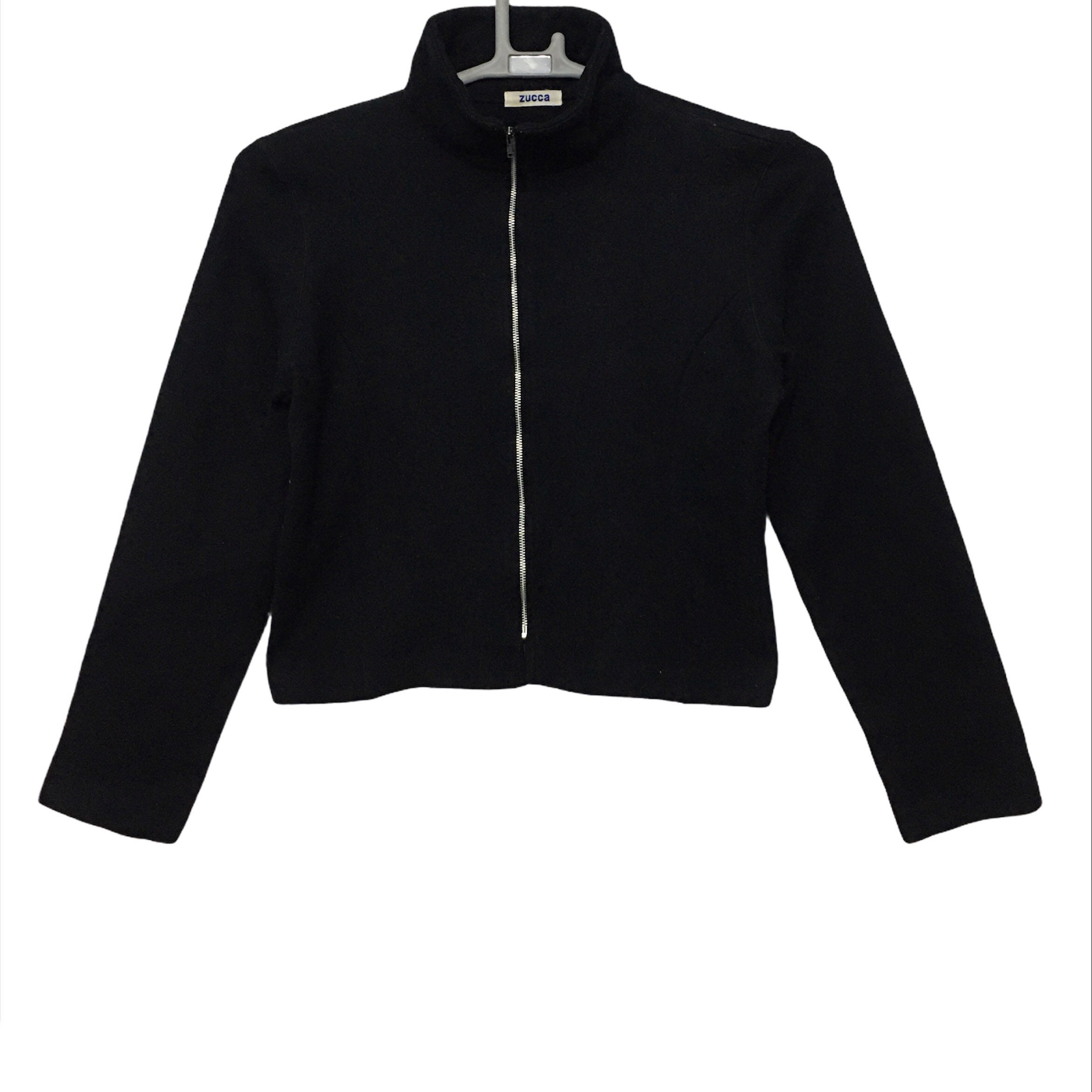 Vintage Gabane De Zucca Women Crop Tops Full Zipper Black Colour 