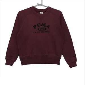 Vintage puma embroidered logo sweatshirt medium size maroon colour