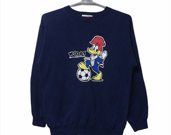 Vintage Woody Woodpecker cartoon Character Sweatshirt Large size blue colour